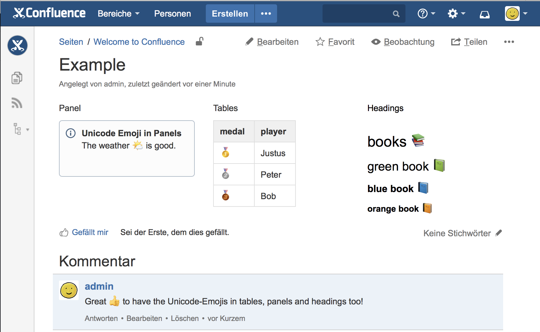 Emoji Character in Tables, panels and headings